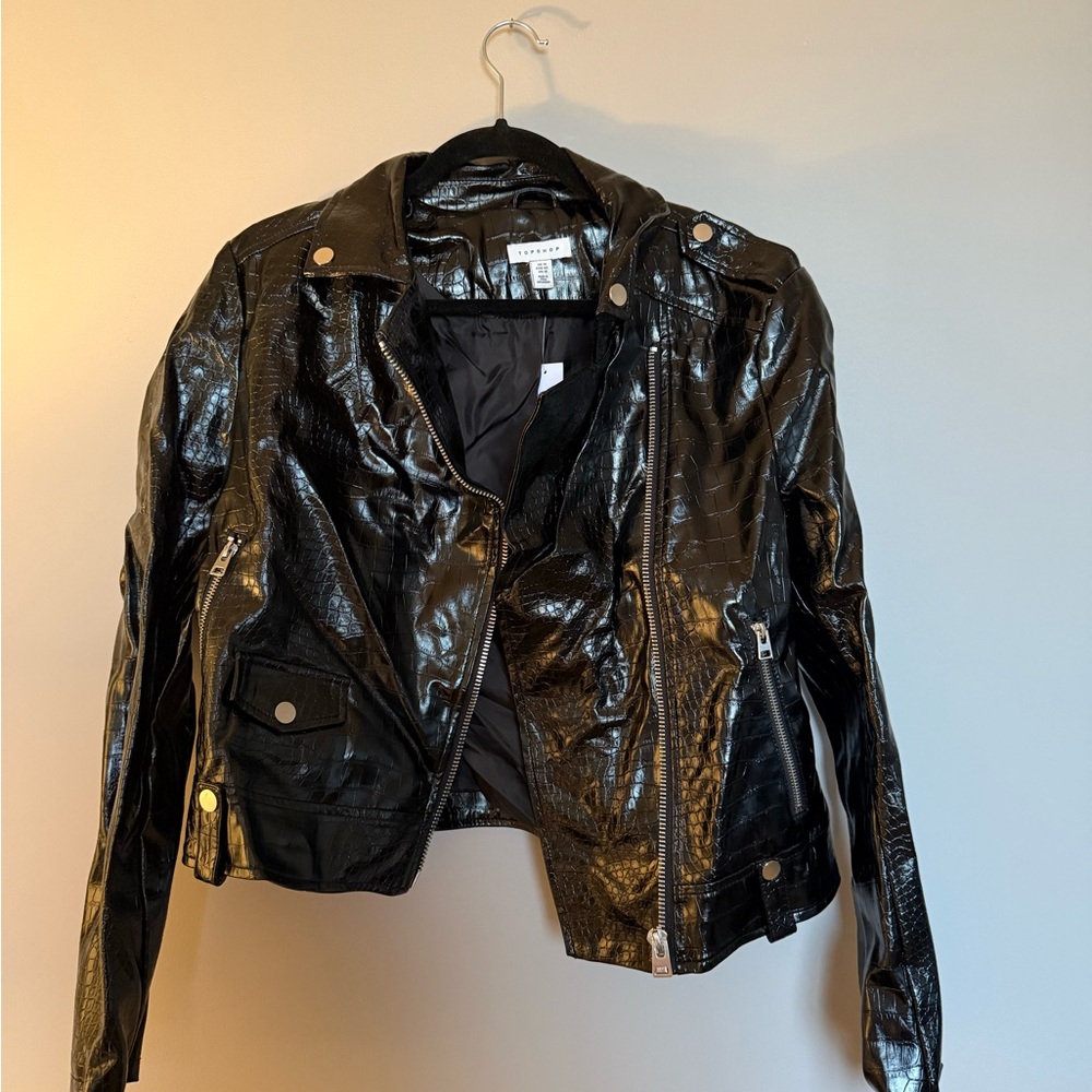TOPSHOP Black Faux Leather Jacket